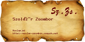 Szolár Zsombor névjegykártya